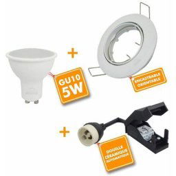 Eclairage Design - Lot de 10 Spot led encastrable complet orientable blanc avec Ampoule GU10 230V