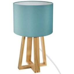 Achat Utile - Lampe pied en bois Abat jour Bleu H35