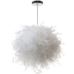 Lustre Suspension luminaire en plume blanche design forme sphère E27 40W pour Chambre Décoration