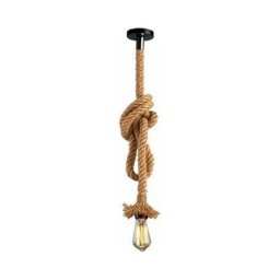 Rétro Lampe Suspension en Corde de Chanvre Vintage Style Rustique Luminaire pour Restaurant Bar