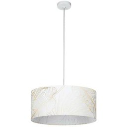 Lampe suspendue Bucamaranga textile avec décor blanc, or e27 1x40w h: 110cm Ø53 cm dimmable