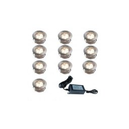 Set de 10 Spots Blanc Chaud (12V) à encastrer Ø45mm + Transformateur 30 w