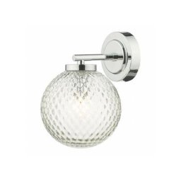 Applique de salle de bains Wayne Chrome poli,verre texturé 1 ampoule 20cm - Chrome