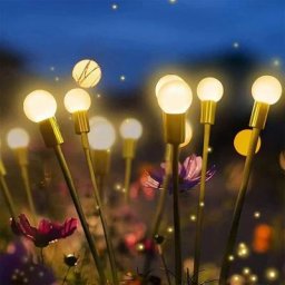 [4 pièces] Prise de sol extérieure Firefly à vent solaire 8 lumières lumière blanche chaude