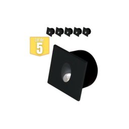Lot de 5 Spots led muraux carré noir 3W 4000K - Noir