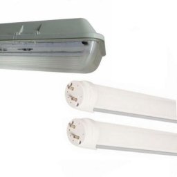 Kit de Réglette led étanche Double pour Tubes T8 120cm IP65 (2 Tubes Néon led 120cm T8 36W inclus)