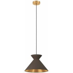 Lampe suspendue Nastasia Textile Cappuccino, laiton E27 1x40w H: 110cm Ø38 cm Dimmable