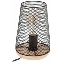 Homemaison - Lampe à poser grille et bois Noir hauteur 23 cm - Noir