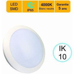 Applique d'exterieur Hublot led rond 16W 1200 lm 4000K IP66 IK10 - garantie 5 ans