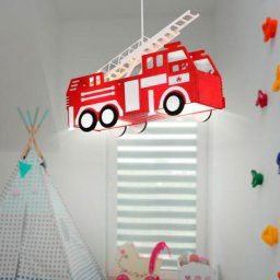 Service d'incendie voiture suspendue lumière rouge pendule lampe enfants salle de jeux éclairage