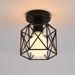 Plafonnier Retro en Métal Cube Fer Industrielle Noir luminaire pour Salon Chambre Café Bar