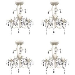 Lustres suspendus à cristaux 4 pcs Blanc élégant vidaXL - N/A