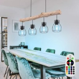 Plafonnier poutre en bois télécommande lampe suspendue pendule dimmable dans un ensemble comprenant