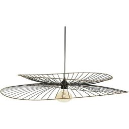 Suspension lumineuse en métal noir - d 69,5 cm - Double arrondi design - Livraison gratuite - Noir