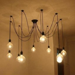Lustre Suspension Araignee E27 Douille Rétro Industriel abat-jour Noir, diy Ajustable Longueur avec