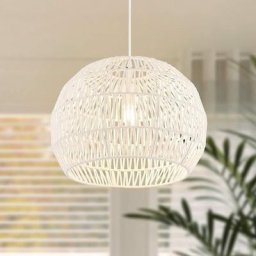 Luminaire Phuket Ø43xH34cm, Luminaire SuspensionForme Rond en Papier Tissé Abat-jour Métalliques