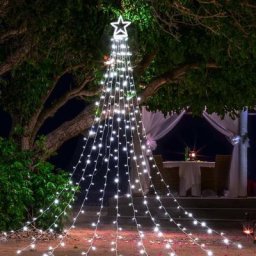 9x3m Rideau Lumineux avec Etoile, 317 led Guirlande Lumineuse Sapin de Noel, 8 Modes D'eclairage,
