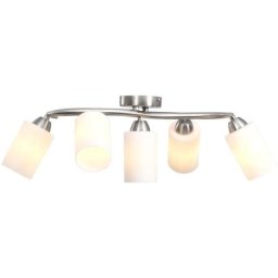 Plafonnier avec abat-jour en verre 5 ampoules E14 Blanc Cône Vidaxl n/a