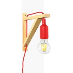 Applique scandinave murale yojo - Cadre en bois et suspension en silicone Rouge - Rouge