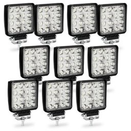 10X 48W Projecteur Phare de Travail 12V 24V led Carré led Moto Spot Feux Additionnels Offroad Lampe