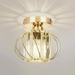 LED Luminaires de plafond à cristaux, lustre plafonnier cage et cristal e27 pour cuisine couloir