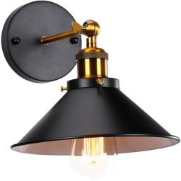 Applique Murale Industrielle Vintage Design Style RétroLuminaire Métal Rotation à 180 Degrés - Noir