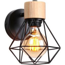 Appliques Murales Industrielles Réglable Design Cage en Bois Métal 16CM, Lampe Murale Intérieure