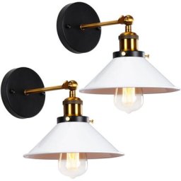 Lot de 2 Applique Murale Industrielle Vintage Design Style RétroLuminaire Métal Rotation à 180
