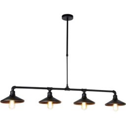 Laser hl - Suspension réglable Rustique - 4 lumière - l 1300 mm - Noir
