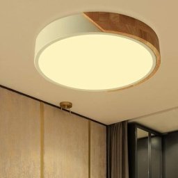 Plafonnier led 24W Modernes Ronds en Bois Blanc Chaud 3000K , Luminaire Plafonnier Ø30CM Salon