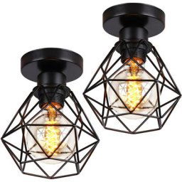 Plafonnier Industrielle Vintage Design Rétro Luminaire Led E27 pour Salon Chambre Cuisine Couloir