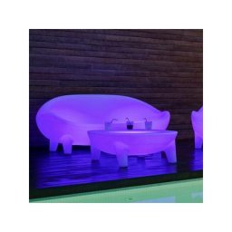 MOOVERE - Table basse de jardin lumineuse solaire+batterie rechargeable led rgb avec télécommande