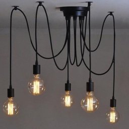 Lustre Suspension Araignee E27 Douille Rétro Industriel abat-jour Noir, diy Ajustable Longueur avec