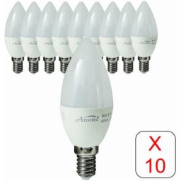Lot de 10 ampoules LED E14 flamme 4,9W 470Lm 3000K - garantie 2 ans