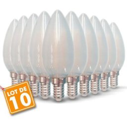 Lot de 10 Ampoules LED E14 opaque 4W eq 40W 470lm Température de Couleur: Blanc chaud 2700K