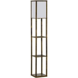 Lampadaire étagère lampe étagère 26L x 26l x 160H cm 3 étagères 4 niveaux mdf aspect bois vieilli