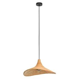 Lampe suspendue Haxey Wood Nature E27 1x40W H: 110cm Ø50cm Dimmable