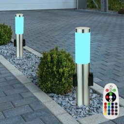 Lot de 2 lampadaires d'extérieur led rgb led douilles de cour inox lampes télécommande dimmable