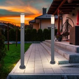 2x pied de support extérieur lampe de jardin en acier inoxydable détecteur de mouvement piliers