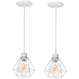 Lot de 2 Lustre Suspension Industriel en Métal Stoex Luminaire Style Vintage Design forme Cage