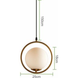 Suspension Métal et Verre style industrielle en forme de boule de verre, style moderne, luxe, or,