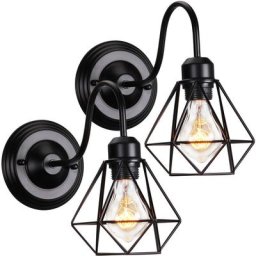 Lot de 2 Applique Murale Intérieur Vintage Industrielle Lampe Murale E27 Luminaire Abat-jour en