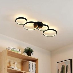 Led Plafonnier 'Evengeline' en aluminium pour salon & salle à manger - noir brossé