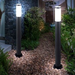 Lot de 2 lampadaires en acier inoxydable éclairage chemin de jardin lampadaire extérieur ANTHRACITE