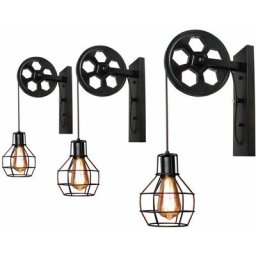 Lot de 2 Fer led Applique Murale Interieur Eclairage Murale Luminaire Lampe Poulie pour Cuisine