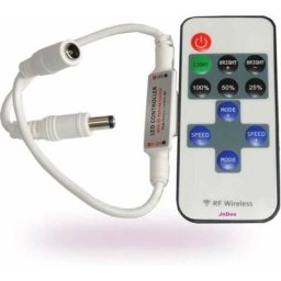 Mini variateur pour rubans led avec télécommande en radio fréquence 12/24V 6A 144W Marche Arrêt