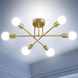 Plafonnier Industriel 6 Lumières E27 Lampe de Plafond, Lustre Vintage en Metal diy pour Salon