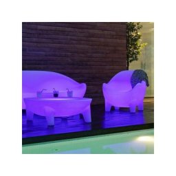 Fauteuil de jardin lumineux solaire+batterie rechargeable led rgb avec télécommande 80x81,5x80,5cm
