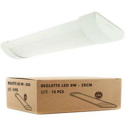 10 Reglettes led extra plate line 8W Eq 80W IP40 750Lm 28cm Température de Couleur: Blanc neutre