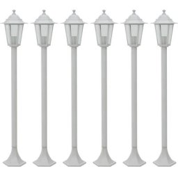 Lampe de jardin à piquet 6 pcs E27 110 cm Aluminium Blanc Vidaxl Blanc